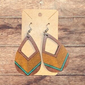 Wood earrings, hook. OS